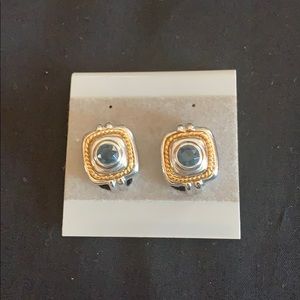 Silver/Goldtone and Blue stone earrings